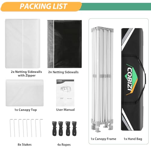 COBIZI 10x15 Canopy Tent with 4 Sidewalls,Heavy Duty Pop up Canopy with Mosquito Netting,Easy up Screen Canopy for Parties Wedding Patio Tent with Handbag,White - color: White, size: 10x15ft(standard)