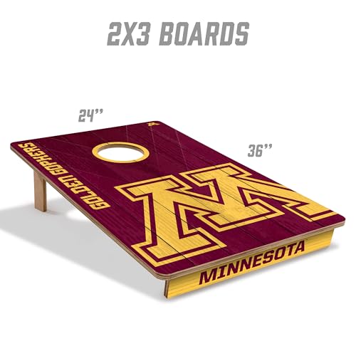 YouTheFan NCAA 2’ x 3’ Wood Cornhole Game with Logo Bags - color: Minnesota Golden Gophers, size: 2' X 3'