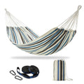 CHULIM Brazilian Double Hammock with Tree Straps,Extra Large 94x63IN,2 Persons Hammock for Backyard Patio Outdoor and Indoor,450lbs Weight Capacity,Soft Woven Cotton Fabric - Blue Stripe - color: Blue White Stripe
