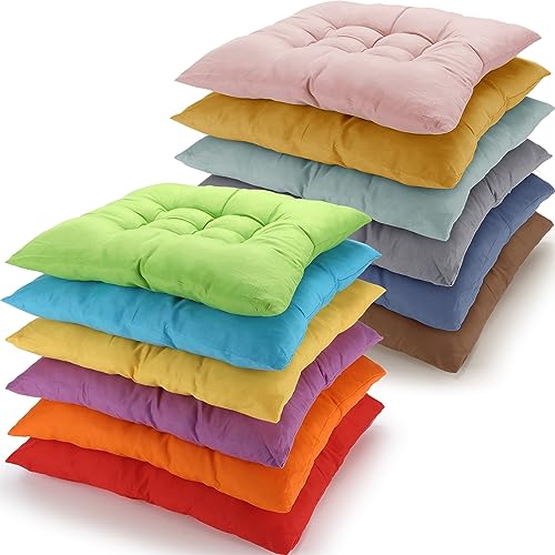 Geetery 12 Pcs Floor Pillows Bulk Seating Cushions for Floor Chair 15.7'' Large Meditation Cushion for Yoga Living Room Tatami Bedroom Balcony Office (Bright Color,Square) - color: Bright Color, size: Square