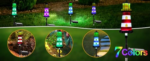 Solar Powered Waterproof Garden Lights 4 Pack – Lighthouse Design for Outdoor Garden Lighting, Backyard Decorations & DIY Backyard Patio, Must-Have for Patio Lovers - color: 4 Pack