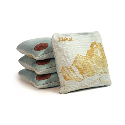 Elakai Cornhole Bags All Weather Dual Sided Slick and Stick Regulation Size and Weight Set of 4 Regulation 6 in x 6 in - color: Light Blue Mineral