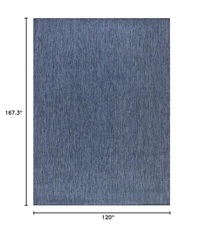 Beverly Rug Indoor Outdoor Rug 10x14, Washable Outside Carpet for Patio, Deck, Porch, Solid Modern Area Rug, Water Resistant, Azure Blue - color: Solid - Azure Blue, size: 10' x 14' (Rectangular)