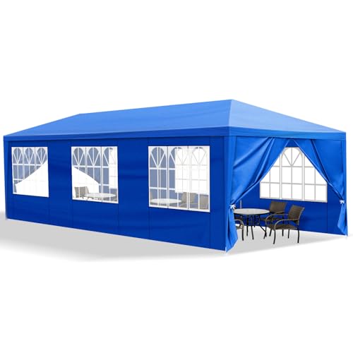 10x30ft Outdoor Party Tent,Waterproof Canopy Patio Wedding Gazebo,Commercial Heavy Duty Large Party Tents,Folding Gazebo Canopy Tent,with 8 Removable Sidewalls,for Yard Event Deck Parties (Blue)