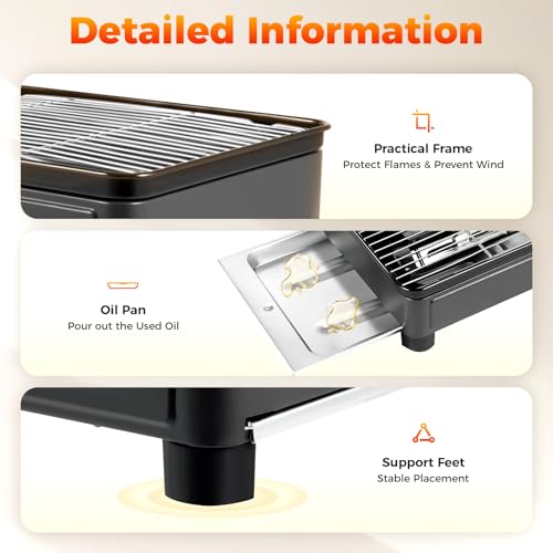 Portable Gas Grill Butane Stove, Camping Stoves with Grilling Net & Carry Case, Tabletop BBQ Grill Butane Camping Stove, Outdoor Gas Stove for Camping, Travel, Trekking