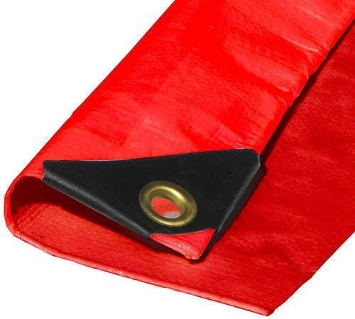16x20 Extra Heavy Duty RED Tarp 3 Ply Reinforced Canopy 6 oz 12 Mil Canopy Tarp (Finished Size 15'.6 x 19'.6) - size: 16x20