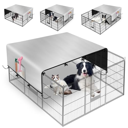 LYHNMW Dog Playpen Cover, 600D Oxford Fabric Dog Pen Canopy with Sun and Rain Protection, Specialized Fits for 24/32/40/45/50" Panels Playpen(Only Cover) - size: Fit 12 Panels