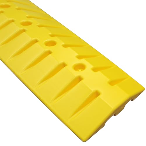Electriduct 9 Foot Speed Bump HDPE Polyethylene Traffic Hump Vehicle Cable Ramp Cord Cover Hose Protector Includes Asphalt Mounting Hardware Safety Yellow, Length 108" - size: 9ft