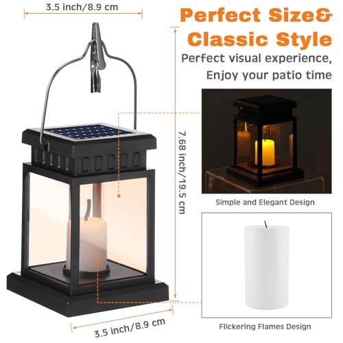 Yexiya 18 Pcs Hanging Solar Lanterns Outdoor Garden Candle Lights Black Waterproof LED Solar Lanterns Lights for Garden Yard Deck