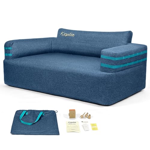 Portable Inflatable Sofa with Built-in Pump - Quick Inflation Comfortable and Durable Blow Up Loveseat for Indoor & Outdoor, Living Room, Camping, Apartment, Dorm