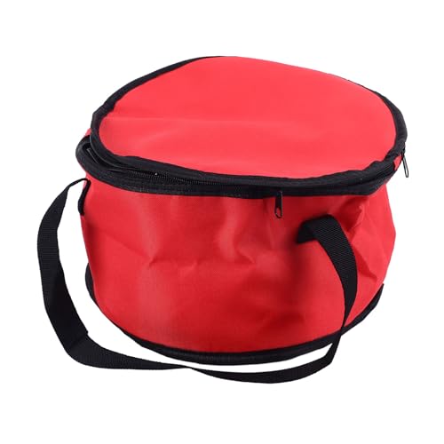 Haofy Round Insulated Casserole Carrier Bag for Picnic, Oxford Cloth, Reusable Cooler, Thermal Picnic Bag (red)