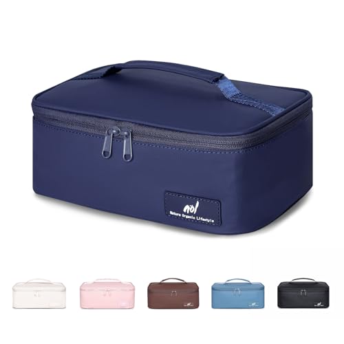 NOL Natural Organic Lifestyle Insulated Lunch Bag for Adults – Compact Cooler Lunch Box with Food-Grade Lining, Waterproof Lunch Bag for Work, Travel | Portable Thermal Meal Tote with Handle,Navy blue - color: Navy Blue, size: Small (4.5 Liters)