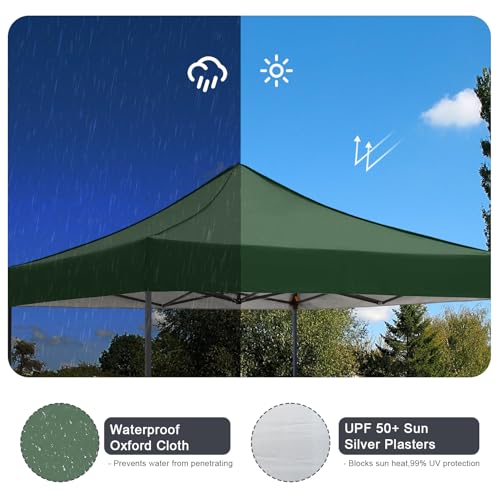 10x10 Pop up Canopy Tent with Sidewalls,Heavy Duty Waterproof Sun Shade Canopy Easy up Canopy with Wheel Bag Commercial Gazebo Tent for Outdoors Parties Vendors Camping Beach(Dark Green) - color: Dark Green