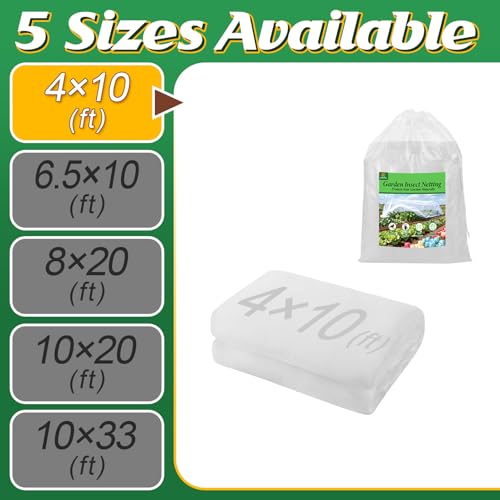 4x10ft Garden Netting - Ultra Fine Mesh Plant Covers to Keep Small Animals Pest Out, Bird Barrier for Protecting Vegetables Fruits Flowers Raised Beds (Without Support Pole) - size: 4 x 10 ft