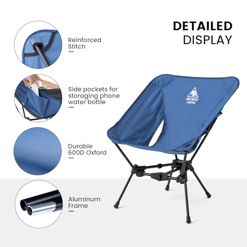 ONETIGRIS Tigerblade Camping Chair, Lightweight Folding Backpacking Hiking Chair, Compact Portable 330 lbs Capacity - color: Blue