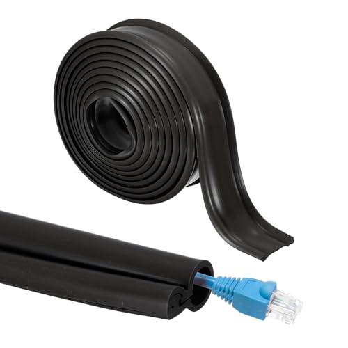 MECCANIXITY 10ft Cable Management Sleeve, 3/8 Inch ID Flexible Cord Wires Hider Cover Insulation Snap-fit Protector for Substation, High-Voltage Electrical Networks, Black - size: 3/8 Inch