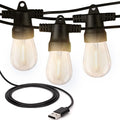 Brightech Ambience Pro USB Powered String Lights - 24 Ft Commercial Grade Waterproof String Lights - Outdoor Shatterproof Patio Lights for Camping, Backyard, Porch, Christmas - 1W 12 Bulbs, Warm White - color: (2700K) Warm White