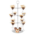 QPIX DIGITAL Cocktail Tree Stand, Metal Drink Tower, 3 Tier - 12 Holders For Champagne, Cocktails,Martini, Margarita Cups at Weddings, Bridal Shower, Mimosa Bar Parties & Events (Silver) - color: Silver, size: 24"x 13"-12 Holders
