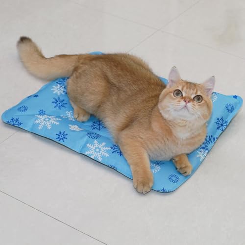 Cooling Mat for Dogs and Cats, Foldable Gel Cooling Mat with Ice Crystal Powder, Blanket Water Injection Cool Pet Pad for Cat Indoor Outdoor Summer Use, 11.8” X15.7” - size: Small