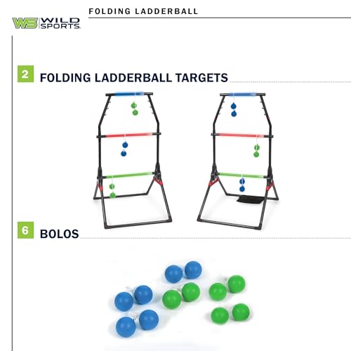 Wild Sports Light-Up Ladderball Set - LED Powered Ladder Balls Set - Includes 6 Light-up Bolos