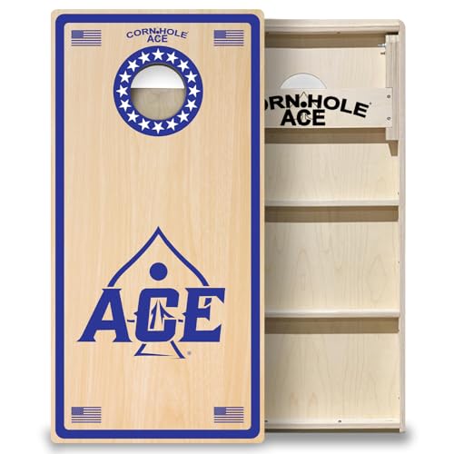 CornholeAce ACE PRO Professional Cornhole Boards - No Bounce! Triple Wide Legs, 3/4" Baltic Birch Plywood, Handles, Regulation Size (4x2ft), Tournament Style, Made in USA - color: Stars