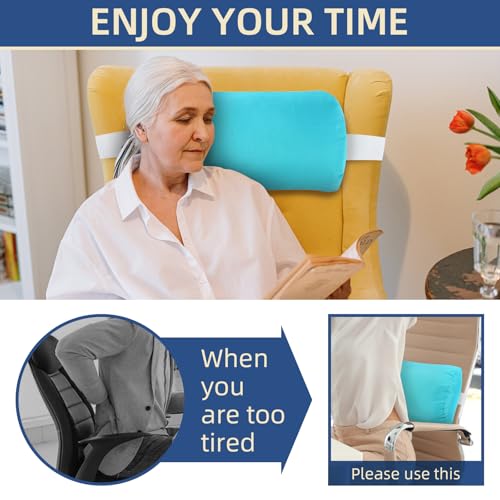 Headrest Pillow for Patio Chaise Lounge, 2 Packs Head Pillow with Elastic Band for Zero Gravity Lounge Chair, Head Neck Rest Pillow Lumbar Pillow, Blue - color: Blue