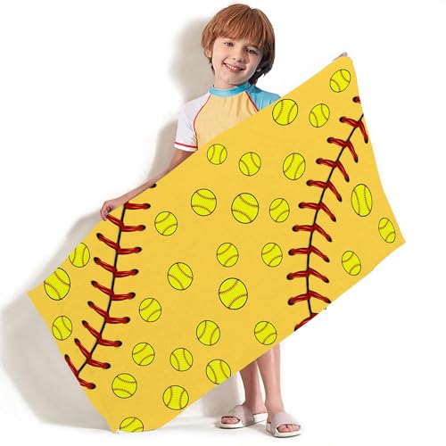 Bonsai Tree Softball Beach Towel, Yellow Microfiber Bath Towel for Women, Sand Free Quick Dry Travel Towels Softball for Women Yoga Sports Adults 30" X 60" - color: Softball, size: 30"x60"