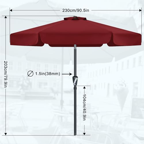 MASTERCANOPY Valance Patio Umbrella for Outdoor Table Market (7.5ft, Burgundy) - color: Burgundy, size: 7.5FT