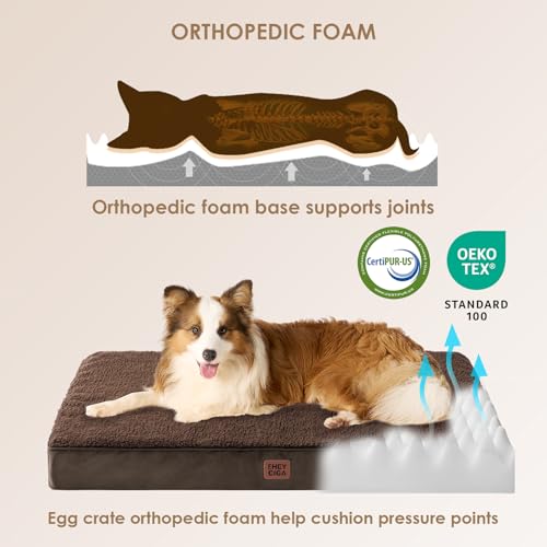 EHEYCIGA Orthopedic Medium Dog Beds for Small Dogs with Removable Washable Cover for Crate, Brown, 30x20 - color: Brown, size: 30*20*3.5 inches