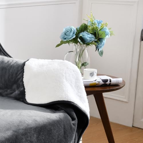 Waterproof Blanket for Bed Couch Sofa, Soft Liquid Pee Proof Pet Blanket for Dog Puppy Cat, Reversible Sherpa Fleece Furniture Protector (Dark Grey, 30x40 inches) - color: Dark Grey, size: 30x40 inches