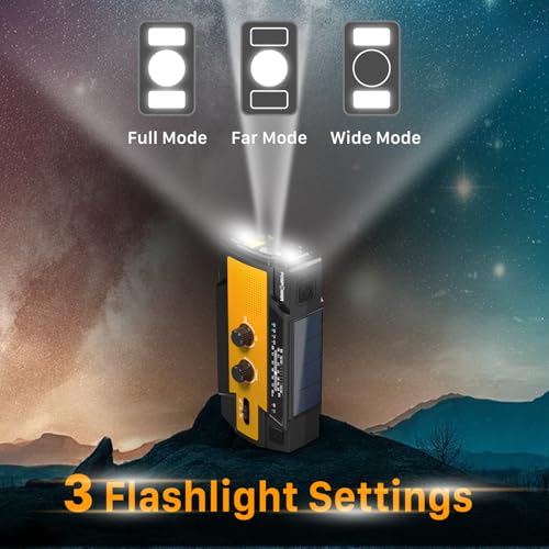 FosPower NOAA Emergency Weather Radio A3 14800mWh Portable Power Bank, AM/FM, USB/Solar/Hand Crank Charging, SOS Alarm & Flashlight for Indoor/Outdoor Emergency - Orange - color: 05 - Model A3 - Orange