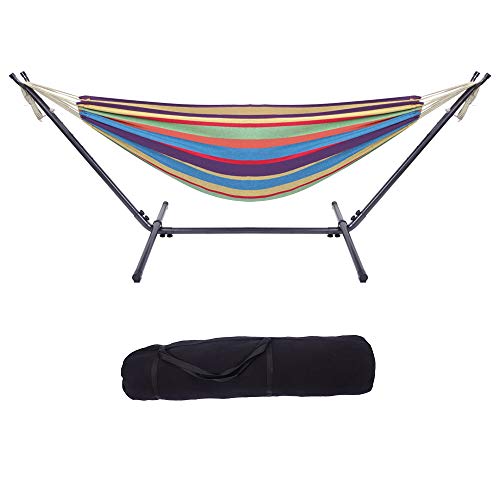 Camping Hammock with Stand, Portable Hammock with Stand, Outdoor Hammock Heavy Duty Hammock Bed 250lbs Capacity Travel Bed with Carrying Case for Backpacking, Travel, Beach, Backyard, Patio, Hiking - color: B