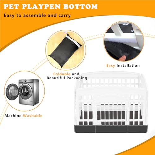 Dog Playpen Bottom for 36" Inch Pet Playpen with 4 Panels, Dog Crate Bottom Pet Tent Puppy Play Pen Bottom, Ideal for Indoor/Outdoor Use. Note: Playpen Not Included. (PureBlack) - color: PureBlack