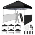 CROWN SHADES 10x10 Pop up Canopy Tent Instant Canopy with 150D Silver Coated Fabric Including 2 Half Sidewalls, 4 Ropes, 8 Stakes, 4 Weight Bags, STO 'N Go Bag, Black - color: Black