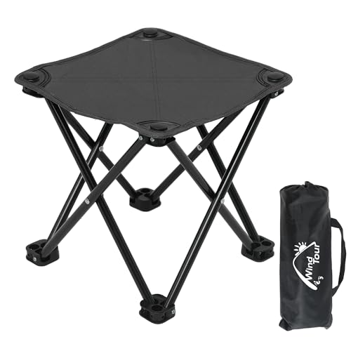 Wind Tour Portable Folding Camping Stool Outdoor Camping Lightweight Samll Chair for Fishing Hiking Gardening and Beach with Carry Bag (Medium Black -1) - color: Medium Black -1