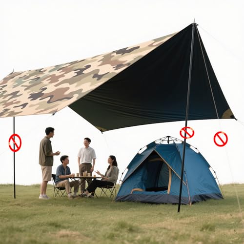 Waterproof Tarp CamouflageThickening Multi-Size Sun Shade Sail Customized Tarpaulin Sunrays Block Awning for Patio Canopy Rain Cover Canvas Sunshade Camp Outdoor Gardens Canopy (9.5ft*12.6ft) - size: 9.5ft*12.6ft