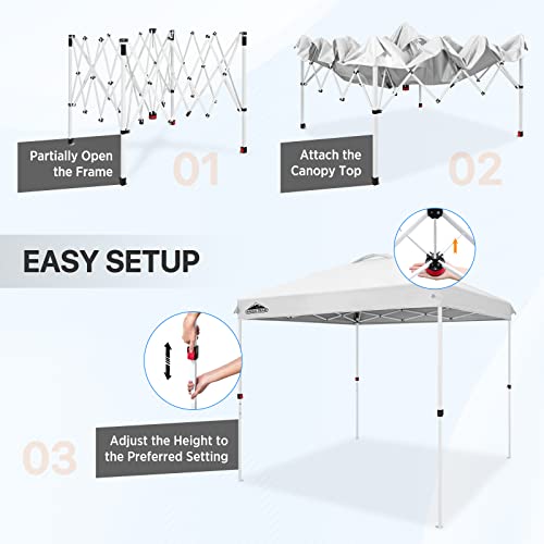 EAGLE PEAK Pop Up Canopy Tent with Wheeled Carry Bag, 8 Stakes, 4 Ropes, Easy Set Up Tent Canopy, 8x8 ft, White - color: White, size: 8x8