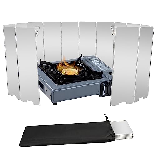 Stove Windscreen, 16 Plates Aluminum Stove Windshield with Drawstring Bag, for Camping, Butane Stoves - size: 16 Plates