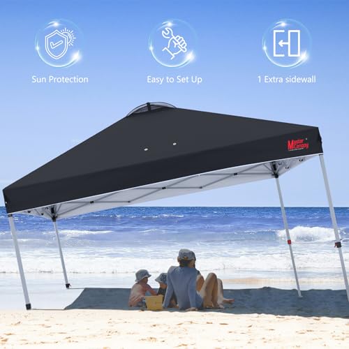 MASTERCANOPY Durable Pop-up Canopy Tent with 1 Sidewall (8'x8',Black) - color: Black, size: 8x8