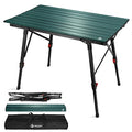 VILLEY Portable Camping Table with Adjustable Legs, Lightweight Aluminum Folding Beach Table with Carrying Bag for Outdoor Cooking, Picnic, Beach, Backyards, BBQ and Party - Green - color: Green
