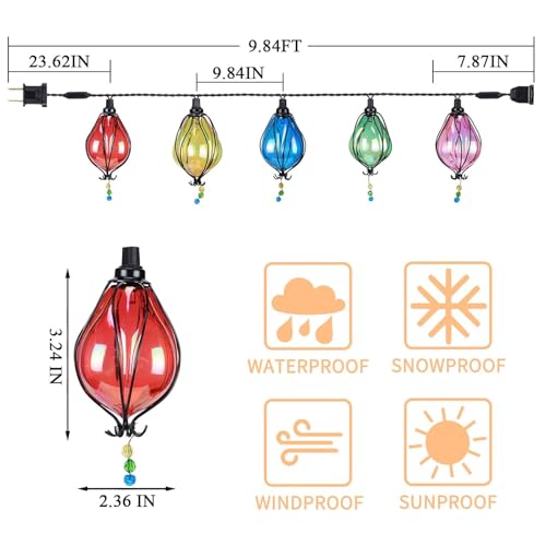 Vigdur Multicolor Outdoor String Lights with 10 Bulbs Connectable Waterproof, Indoor Outdoor Patio Light for Party Wedding Bedroom Cottagecore Decor - color: Culinan