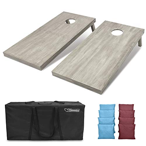 GoSports 4 ft x 2 ft Regulation Size Wooden Cornhole Boards Set - Includes Carrying Case and Bean Bags (Choose Your Colors) Over 100 Color Combinations - color: Burgundy & Light Blue