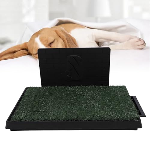 Dog Grass Potty Tray Large Capacity Reusable Odor Puppy Training Artificial Grass Pee Pad Indoor Outdoor (Large Size with Baffle) - size: Large Size With Baffle