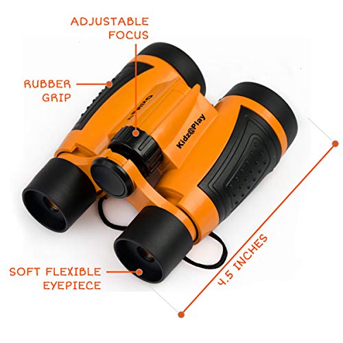 Adventure Kidz - Outdoor Exploration Kit, Children’s Toy Binoculars, Flashlight, Compass, Whistle, Magnifying Glass, Backpack. Great Kids Gift Set for Camping, Hiking, Educational and Pretend Play. - color: Orange