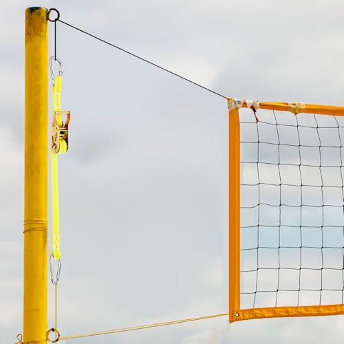 MiniInflat 2 Pcs Volleyball Net Tensioning Ratchet Strap, Heavy Duty Net Tensioning Lever Ratchet, Volleyball Poles Rope Tightener for Indoor & Outdoor Use - color: Yellow