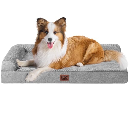 EHEYCIGA XL Dog Bed Memory Foam for Crate, Extra Large Dog Bed Orthopedic with Washable Removable Cover, Waterproof Pet Sofa Couch XLarge Size Dogs, 41x27x6.5, Grey - color: Grey, size: 41.0"L x 27.0"W x 6.5"Th