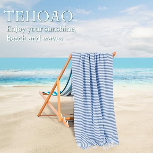 Turkish Striped Beach Towels Bulk Oversized 39"x71" Large Bath and Pool Set Quick Dry Lightweight Travel Towel for Adult,100% Cotton TEBT-18-1navy - color: Navy, size: 1 Pack