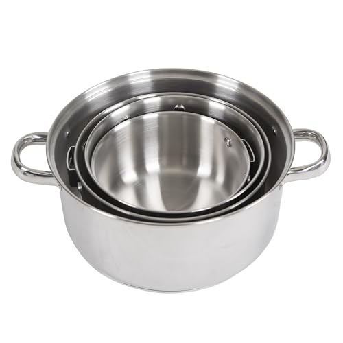 Stansport Stainless Steel Camping Cookware Set – Durable Nesting Mess Kit for Backpacking, Hiking & Outdoor Cooking – Compact Portable Pot & Pan with Carry Bag – Multiple Sizes for Family to Solo Use - style: 7 Piece