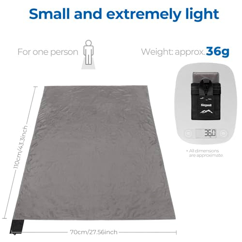 Pocket Picnic Blanket for 1 Person, 43.3x27.56″ (1.27oz) Super Light Compact Beach Blanket, SandProof Waterproof Portable Beach Picnic Mat for Outdoor Hiking Camping Travel Festival(Gray) - color: G Grey (Black Pack), size: 1person（43.3x27.56″)
