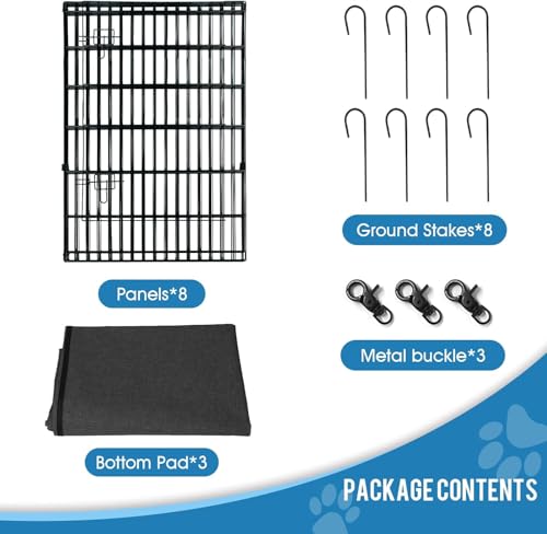 Pet Playpen Dog Pen Foldable Dog Exercise Fence 8 Panels 36 Inch Kennels Pet Playpen Options Ideal for Pet Medium Animals Outdoor Indoor (Playpen with Top Cover) - style: 24'' x 36'' with Top cover